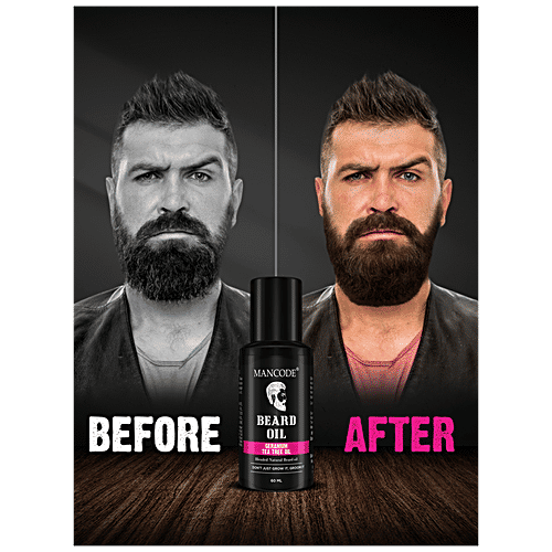 Mancode Geranium & Tea Tree Beard Oil - With Pure Ingredients, Natural, Reduces Dryness, 60 ml