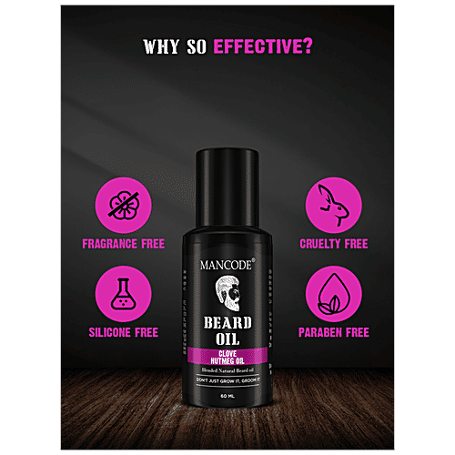 Mancode Clove Nutmeg Beard Oil - With Pure Ingredients, Natural Blended, Reduces Dryness, 60 ml