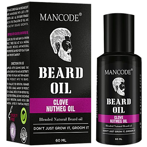 Mancode Clove Nutmeg Beard Oil - With Pure Ingredients, Natural Blended, Reduces Dryness, 60 ml