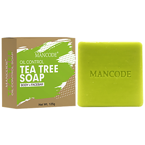 Mancode Oil Control Tea Tree Soap - With Natural Ingredients, Paraben Free, Body & Face Bar, 125 g