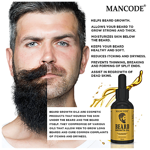 Buy Mancode Beard Growth Oil With 100 Natural Ingredients, Promotes