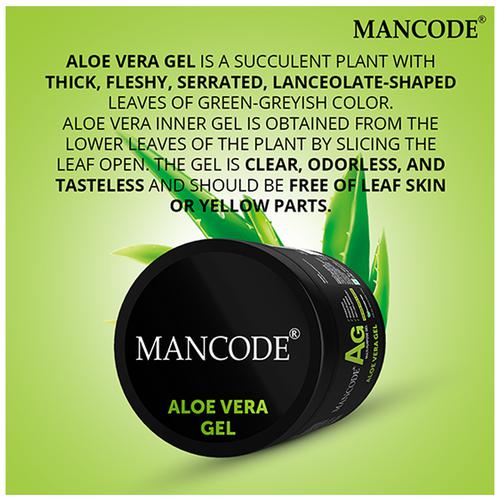 Mancode Aloe Vera Gel - Natural, Hydrating, Prevents Wrinkles & Damages Repair, 100 g  