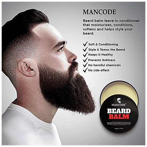 Mancode Beard Balm - Blend Of Beeswax, Shea Butter & Essential Oils, 50 g