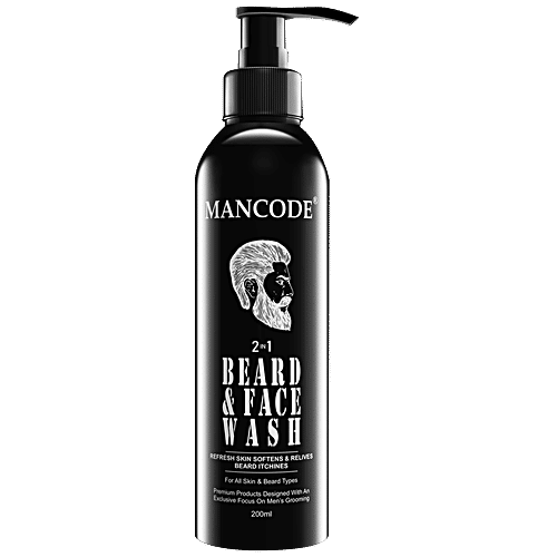 Mancode 2 In 1 Beard & Face Wash - Infused With Antioxidants, Removes Dirt & Hydrates Skin, 200 ml