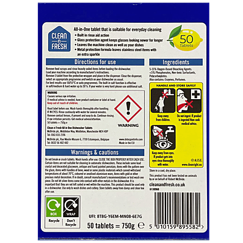 Buy Clean N Fresh Dishwasher Detergent Tablets All In One, With Builtin Rinse Aid & Salt