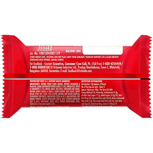 Britannia 50-50 Potazos - Masti Masala, Spicy Flavoured Crisps, 71.5 g Pouch Potato and Biscuit ka tasty combination