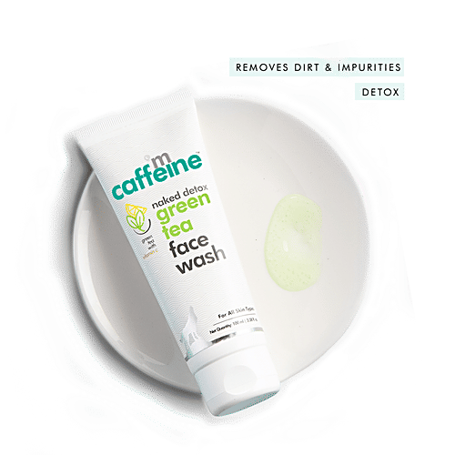 mCaffeine Vitamin C Green Tea Face Wash - With Hyaluronic Acid, Dirt Removal, Soap Free Cleanser, 100 ml  