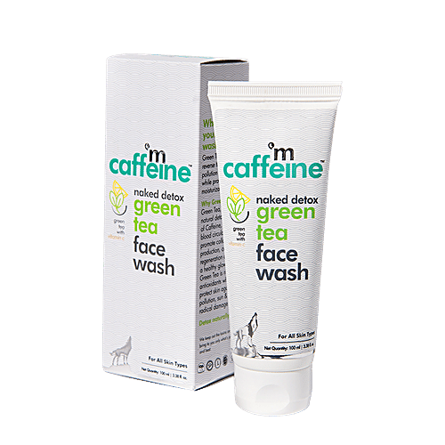 mCaffeine Vitamin C Green Tea Face Wash - With Hyaluronic Acid, Dirt Removal, Soap Free Cleanser, 100 ml  