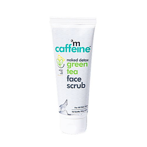 mCaffeine Exfoliating Green Tea Face Scrub - With Vitamin C & Walnut, For Dirt & Blackheads Removal, 100 g