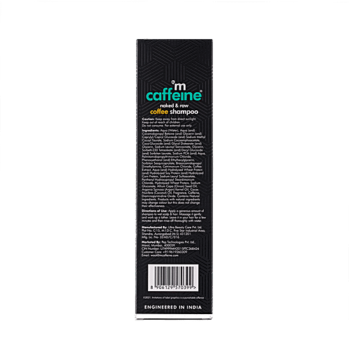 mCaffeine Naked & Raw Coffee Shampoo - Hair Fall Control With Protein & Argan Oil, Smoothens & Shines, 250 ml  