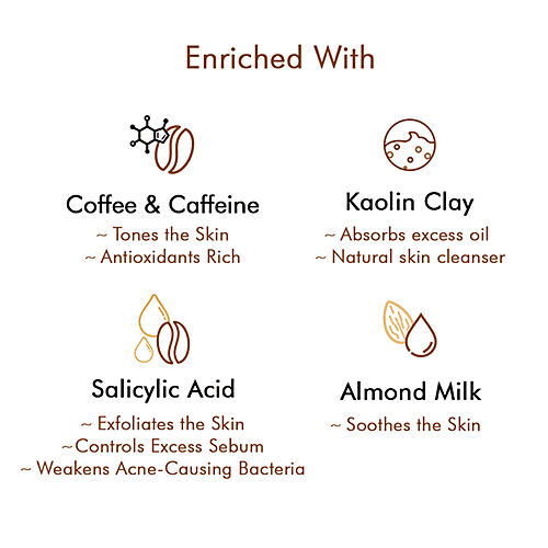 Buy MCaffeine Anti Acne Cappuccino Coffee Face Mask Clay Pack, With