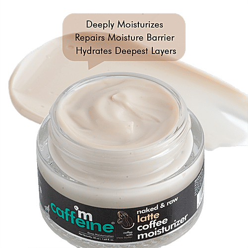 mCaffeine Non-Sticky Latte Coffee Face Moisturizer - With Ceramide & Shea Butter, For Deep Moisture, 50 ml