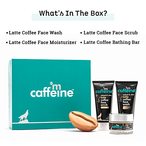 mCaffeine Coffee Skincare Gift Set - Nourishing Face Wash, Scrub, Moisturiser & Bathing Bar, For Women & Men, 300 g  