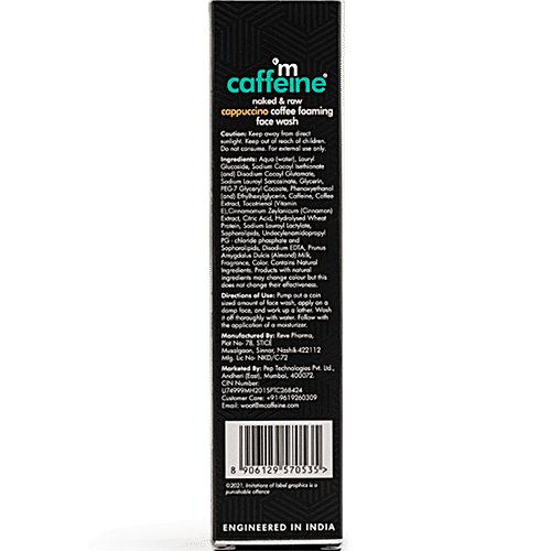mCaffeine Naked & Raw Cappuccino Coffee Foaming Face Wash - With Vitamin E, Controls Acne, 75 ml  