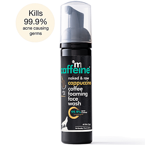 mCaffeine Naked & Raw Cappuccino Coffee Foaming Face Wash - With Vitamin E, Controls Acne, 75 ml  