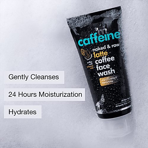 mCaffeine Naked & Raw Latte Coffee Face Wash - With Almond Milk, Moisturising, For All Skin Types, 75 ml  