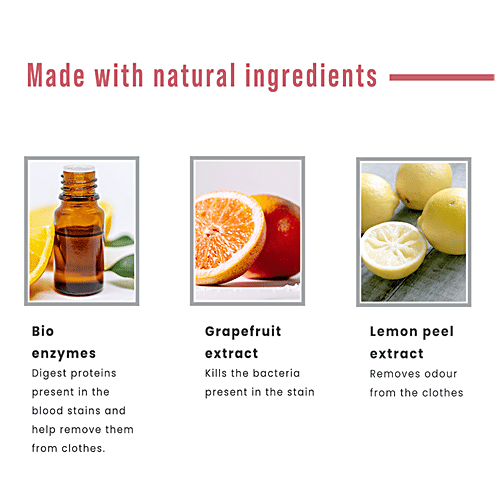 SIRONA Antibacterial Period Stain Remover with Mini Laundry Brush | No-Bleach Foaming Formulation, 80 ml  