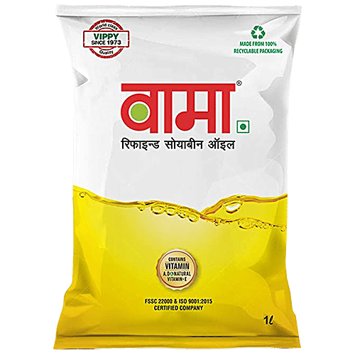 Vama Refined Soyabean Oil - Natural, Rich In Antioxidants & Vitamins, 1 L  