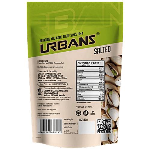 Buy URBANS STANISLAUS Pistachios Salted, GlutenFree, Healthy Online at Best Price of Rs 160