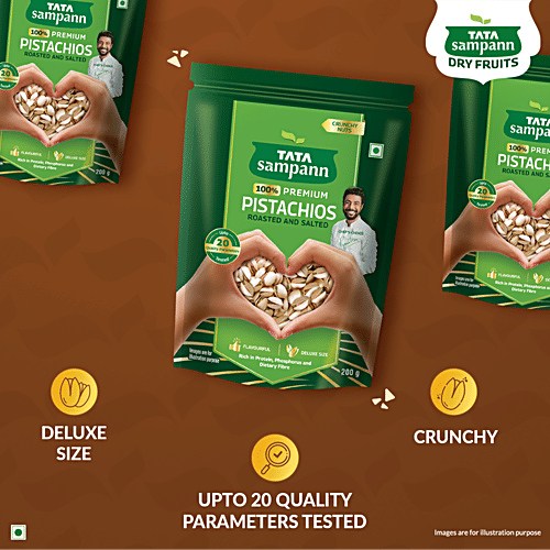 Tata Sampann Premium Pistachios - Roasted & Salted, 200 g Pouch 