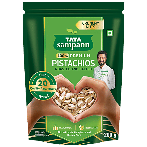 Tata Sampann Premium Pistachios - Roasted & Salted, 200 g Pouch 