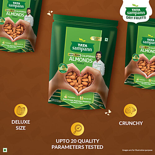 Tata Sampann California Almonds, 500 g  Crunchy Nuts, Rich in Protein & Dietary Fibre, Rich in Magnesium & Phosphorus