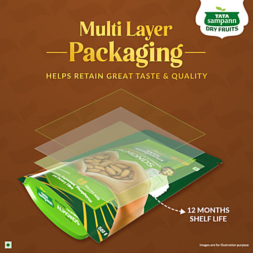 Tata Sampann California Almonds, 500 g  Crunchy Nuts, Rich in Protein & Dietary Fibre, Rich in Magnesium & Phosphorus