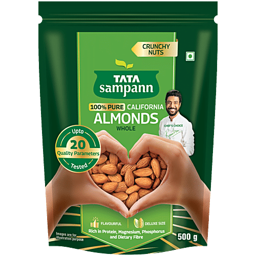Tata Sampann California Almonds, 500 g  Crunchy Nuts, Rich in Protein & Dietary Fibre, Rich in Magnesium & Phosphorus