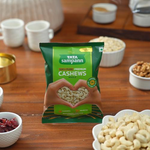 Tata Sampann 100% Pure Premium Cashews Whole - Premium Quality Kaju Rich In Protein, Magnesium, And Phosphorus, Premium Nuts & Dry Fruits, 200 g Pouch 