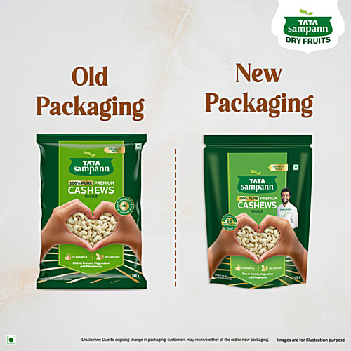 Tata Sampann Premium Cashews, 500 g Rich in Protein, Rich in Magnesium & Phosphorus, Crunchy Nuts