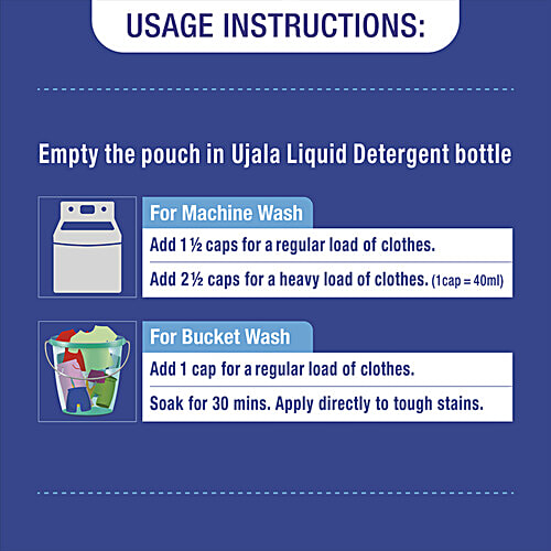 Ujala Liquid Detergent - Top Load/ Bucket Wash, 800 ml Bottle Instant Dirt Dissolvers, Refreshing Fragrance, Kills 99.9% Germs