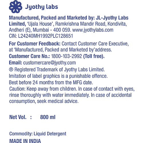 Ujala Liquid Detergent - Top Load/ Bucket Wash, 800 ml Bottle Instant Dirt Dissolvers, Refreshing Fragrance, Kills 99.9% Germs