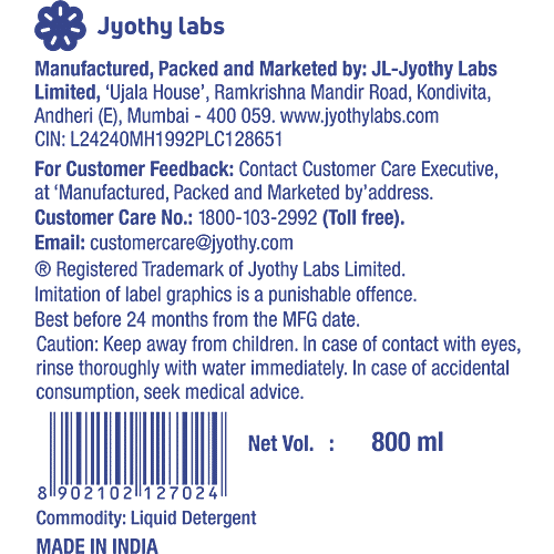 Ujala Liquid Detergent - Top Load/ Bucket Wash, 800 ml Bottle Instant Dirt Dissolvers, Refreshing Fragrance, Kills 99.9% Germs