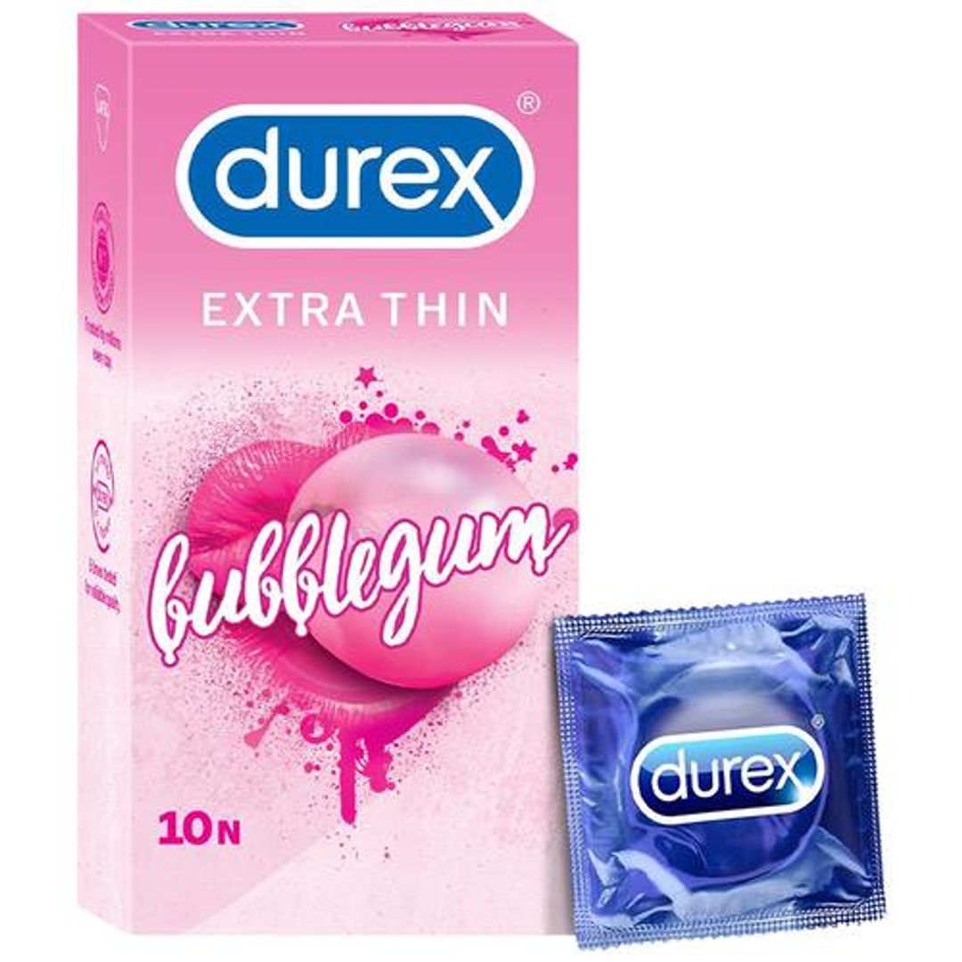 Durex Extra Thin Condom - For men, High Quality, Bubblegum Flavoured, 10 pcs 