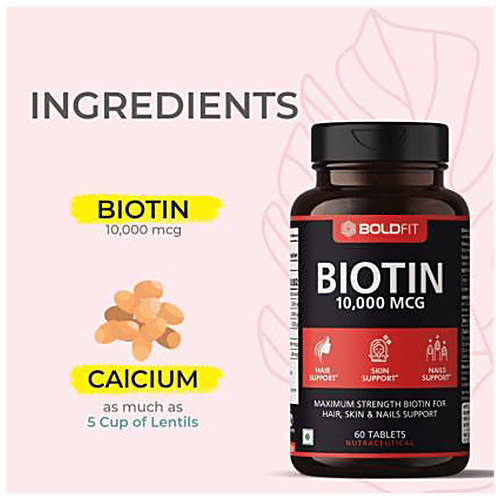 Boldfit Biotin Tablet - For Healthy Skin, Hair, 60 pcs  