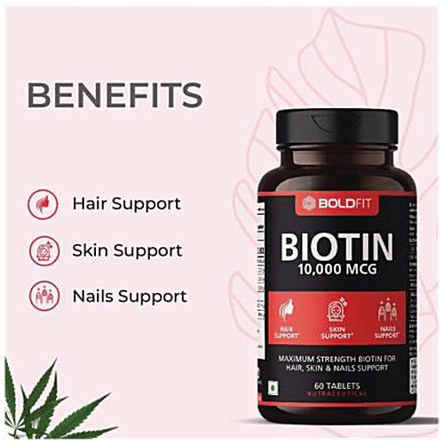 Boldfit Biotin Tablet - For Healthy Skin, Hair, 60 pcs  