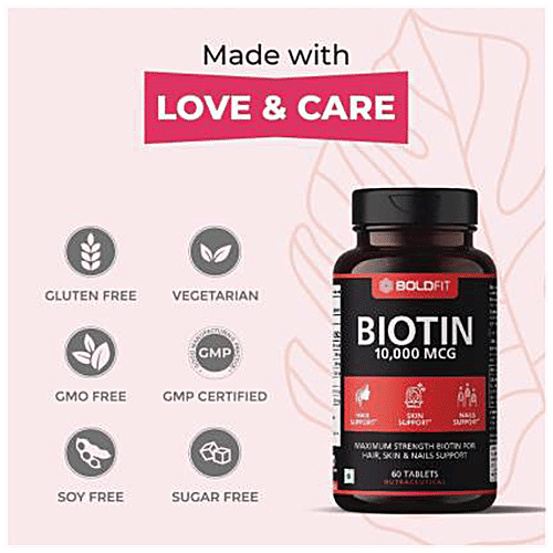 Boldfit Biotin Tablet - For Healthy Skin, Hair, 60 pcs  