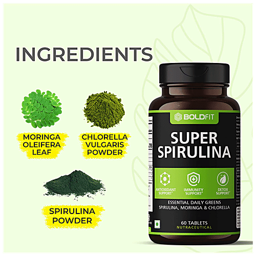 Boldfit Super Spirulina Tablet - Helps To Detox, Provides Immunity Support, 60 pcs
