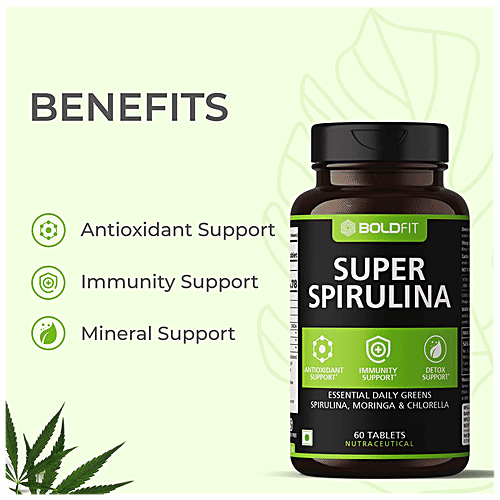 Boldfit Super Spirulina Tablet - Helps To Detox, Provides Immunity Support, 60 pcs