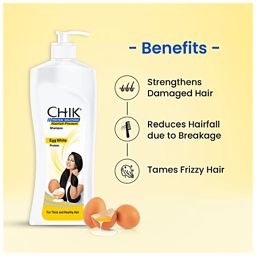 Chik Protein Solutions Hairfall Prevent Shampoo - With Egg White, For Thick & Healthy Hair, For Men & Women, 650 ml  