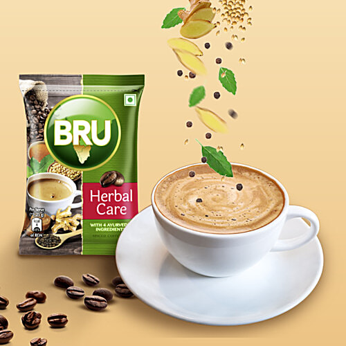 BRU Herbal Care - Spiced Coffee Mix, With 4 Ayurvedic Ingredients, Helps Alleviate Cough & Cold, 50 g  
