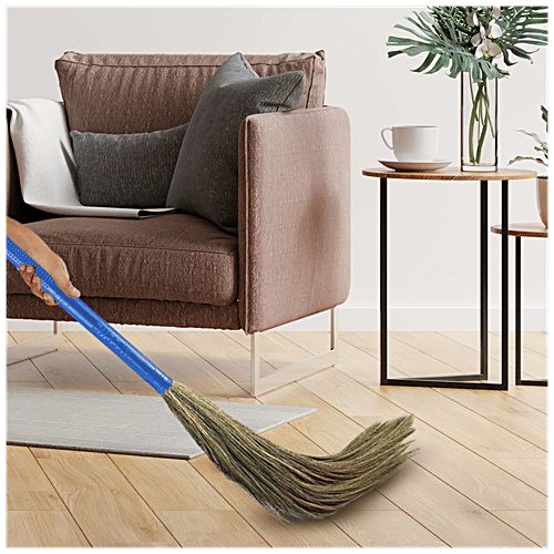 Kleeno by Cello Eco Swachh Grass Broom - High Quality, Easy To Use, Blue, 1 pc