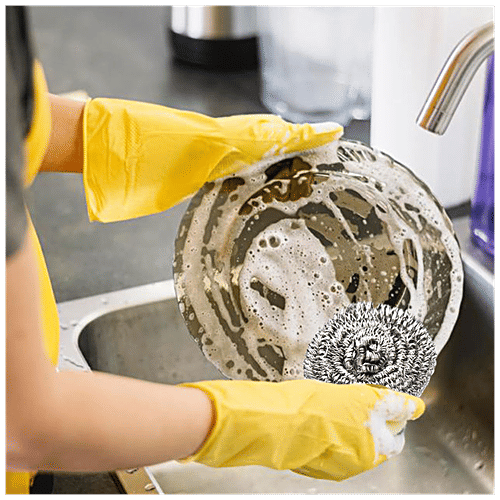 Kleeno by Cello Stainless Steel Scrub Pad - High Quality, Durable, Easy To Use, Small, Silver, 6 pcs