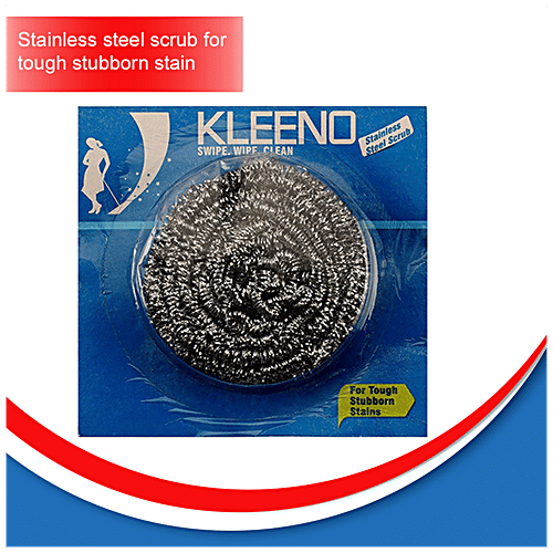 Kleeno by Cello Stainless Steel Scrub Pad - High Quality, Durable, Easy To Use, Small, Silver, 6 pcs