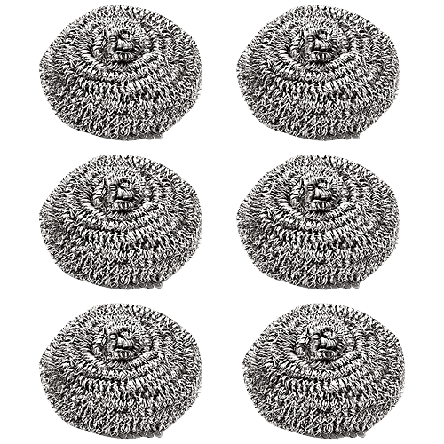Kleeno by Cello Stainless Steel Scrub Pad - High Quality, Durable, Easy To Use, Small, Silver, 6 pcs