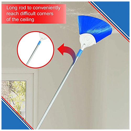 Kleeno by Cello Cob Web Brush - With Telescopic Rod, High Quality, Durable, Easy To Use, Blue, 1 pc  