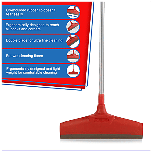 Kleeno by Cello Double Blade Wiper - Plastic, With Rod, 3.9 ft, Red, 1 pc  