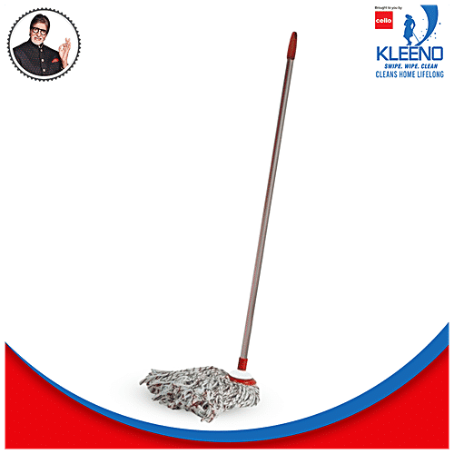 Buy Kleeno by Cello Telescopic Dura Mop Plastic, With Rod, 4.3 ft, Red Online at Best Price of