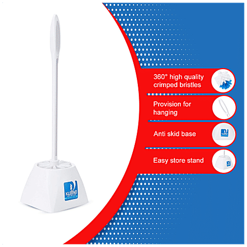 Kleeno by Cello Eco Round Toilet Brush - With Stand, High Quality, Durable, Easy To Use, Blue, 1 pc