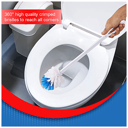 Kleeno by Cello Eco Round Toilet Brush - With Stand, High Quality, Durable, Easy To Use, Blue, 1 pc